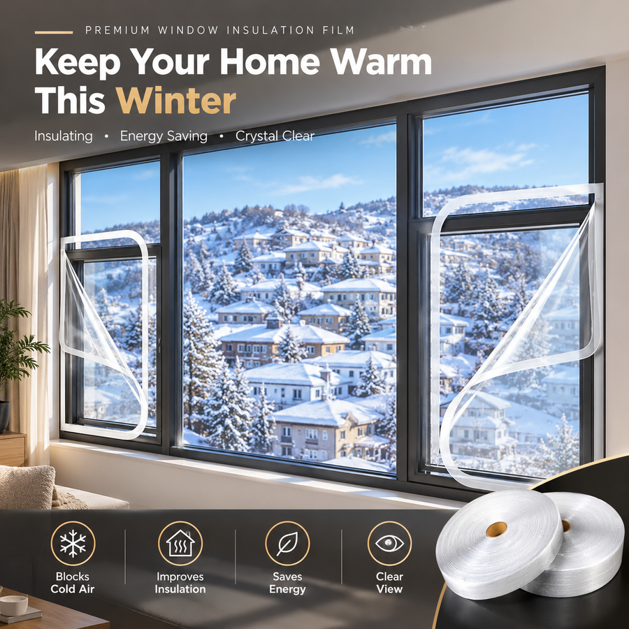 Window Insulation Film with Zipper – Clear Draft-Blocking Cover