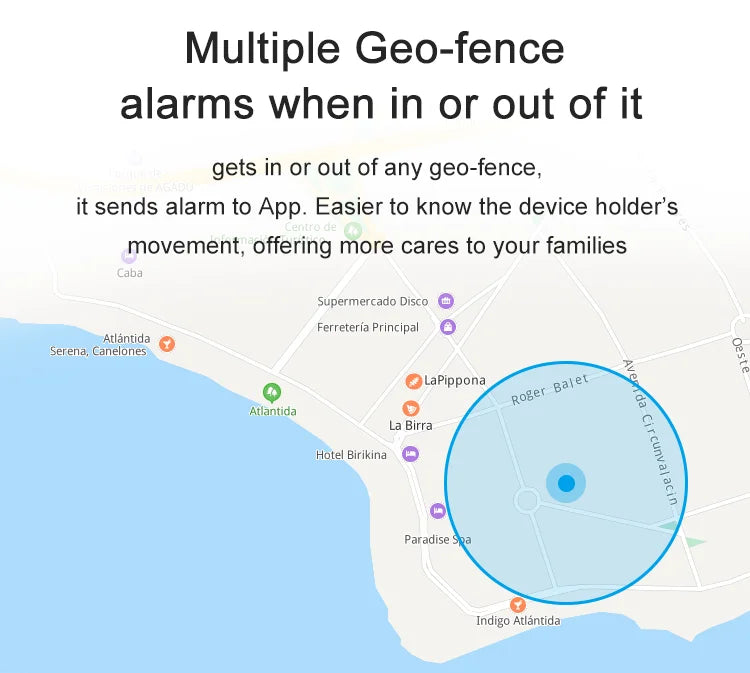 Map showing a circular geo-fence area in the tracking app