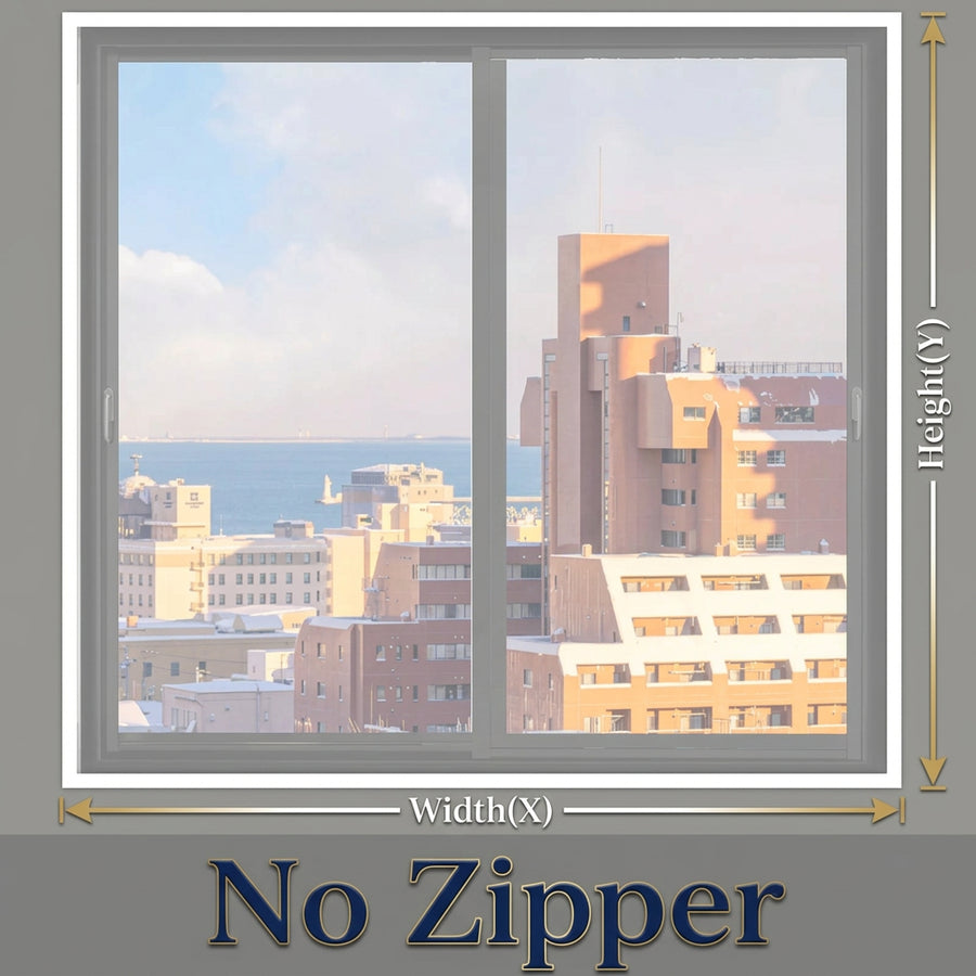 Zipper style chart, no zipper: fully sealed film with no zipper opening, with width and height marked