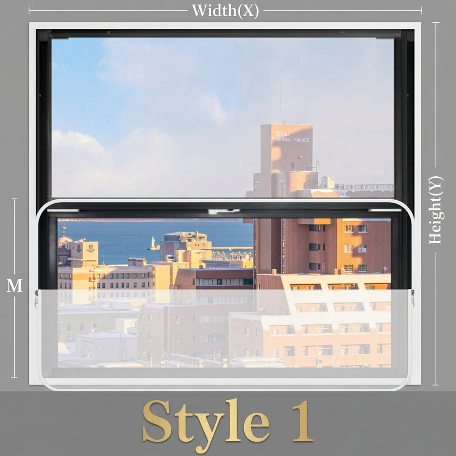 Zipper style chart, Style 1: full-width zipper flap along the bottom, with width and height marked
