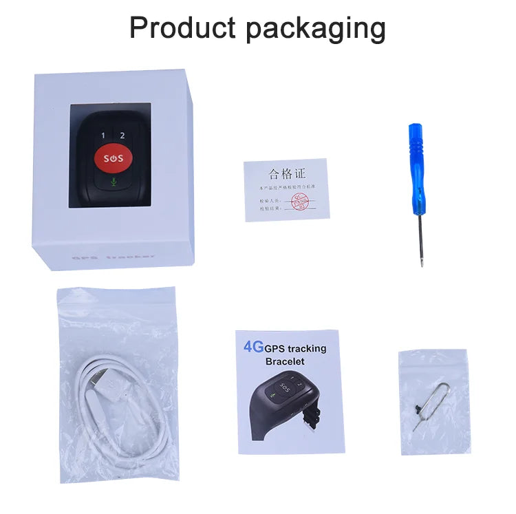 Box contents: watch in its box, quality card, small screwdriver, charging cable, user manual and SIM tool