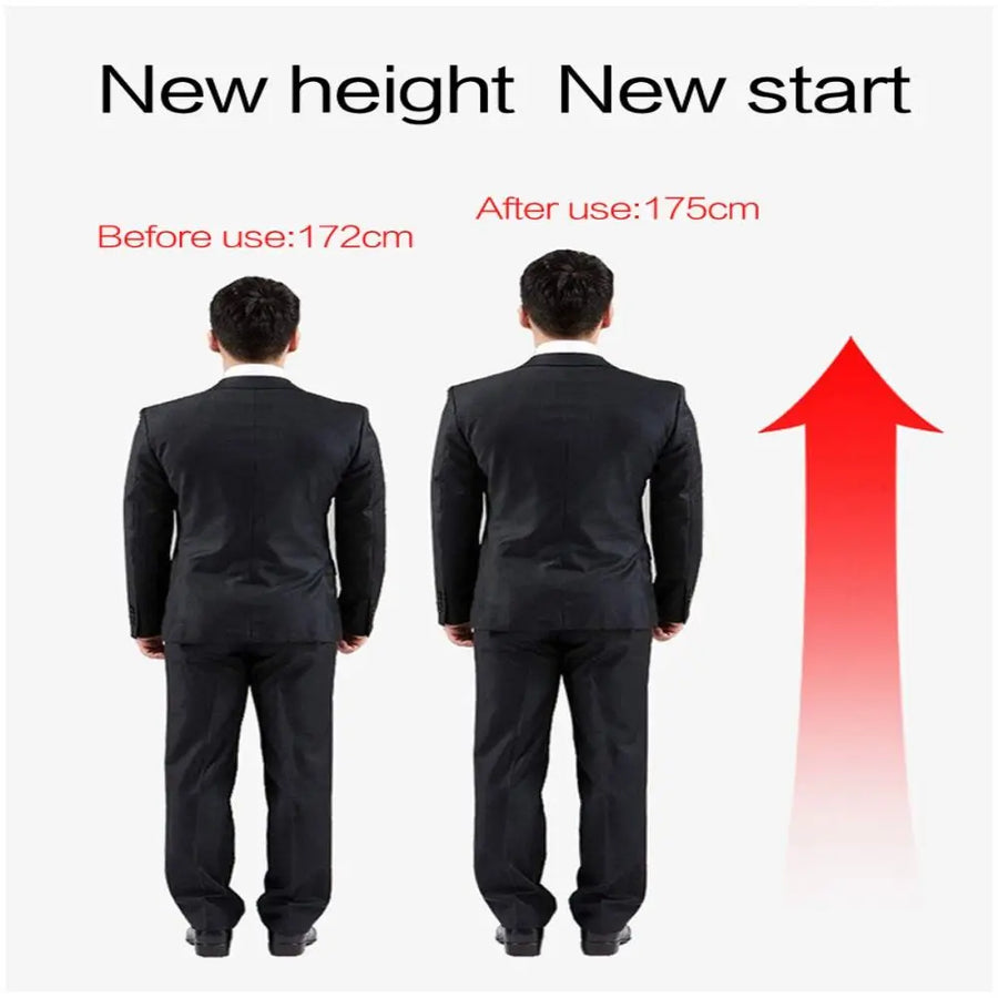 Supplier graphic of a man shown at 172 cm before and 175 cm after