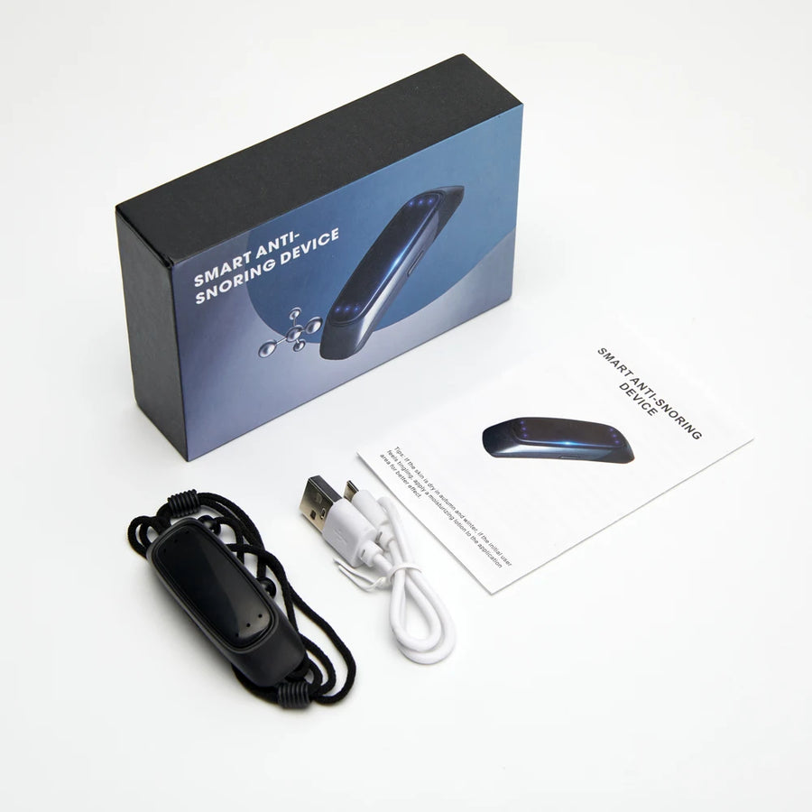Box contents: device on its cord, USB charging cable, instruction manual and retail box
