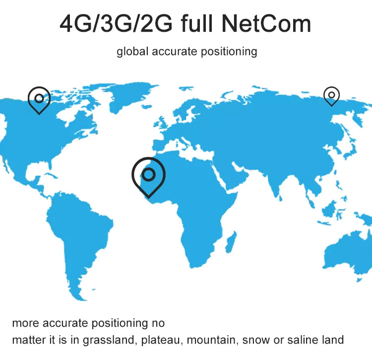 World map with location pins, labeled 4G, 3G and 2G network