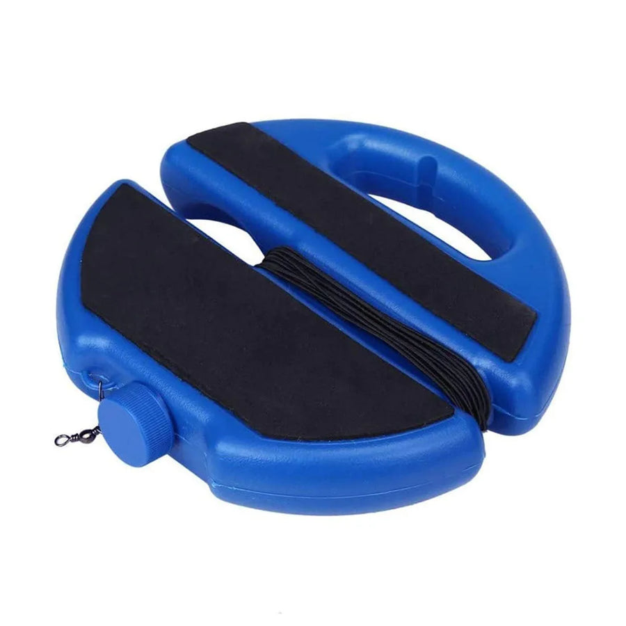 Tennis trainer base shown closed with black foam grip pads and coiled cord